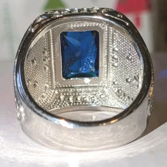 Silver and Blue Men's Ring